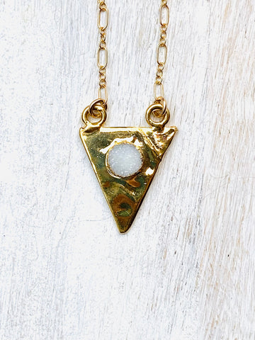 14k filled & Vermeil Druzy Triangle Necklace