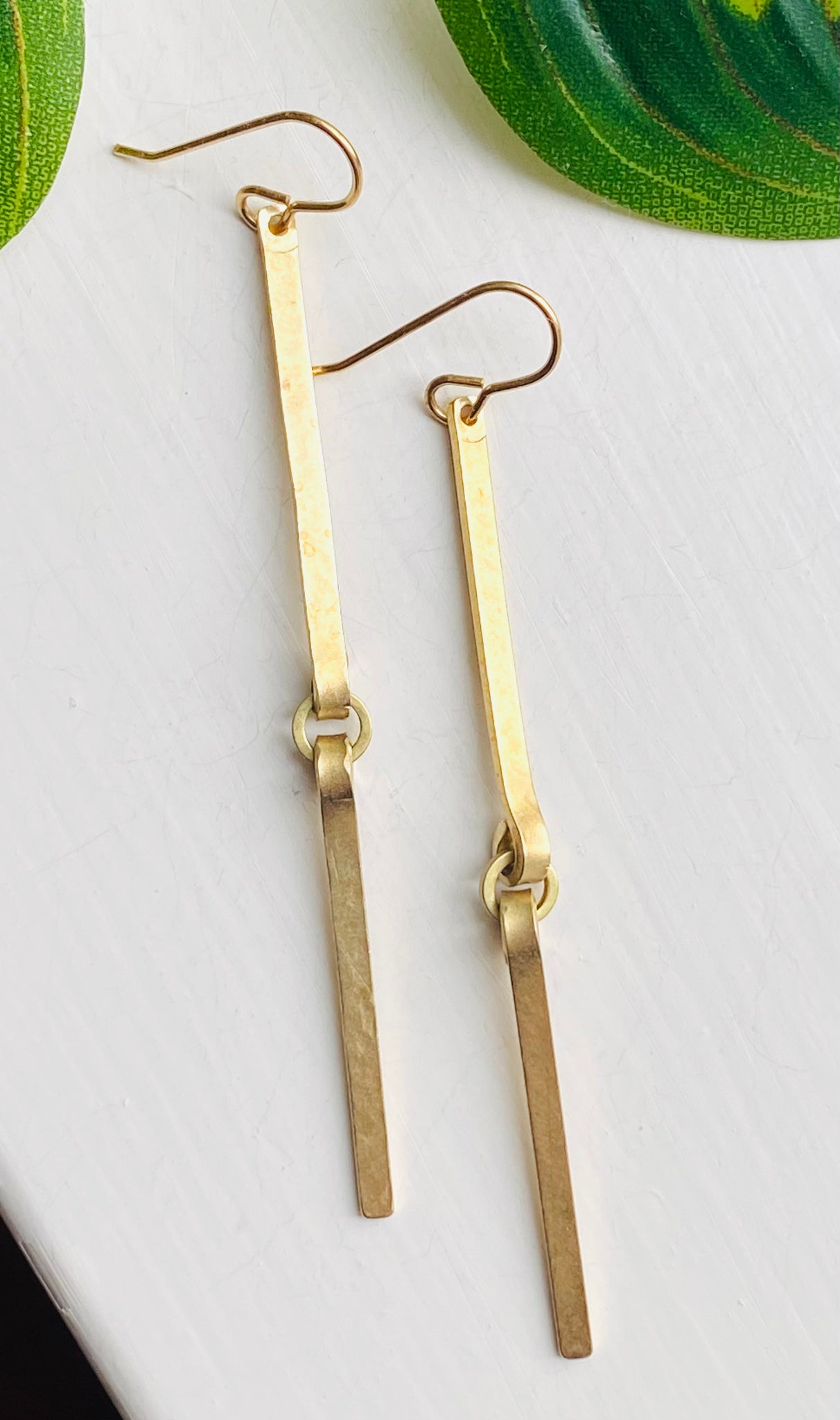 Gold double circle hotsell bar earrings