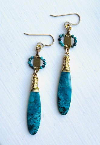 Tiny Marquis & Stone Earrings
