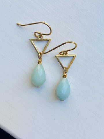 Amazonite Triangle Earrings