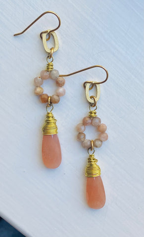 Oval & Moonstone Earrings