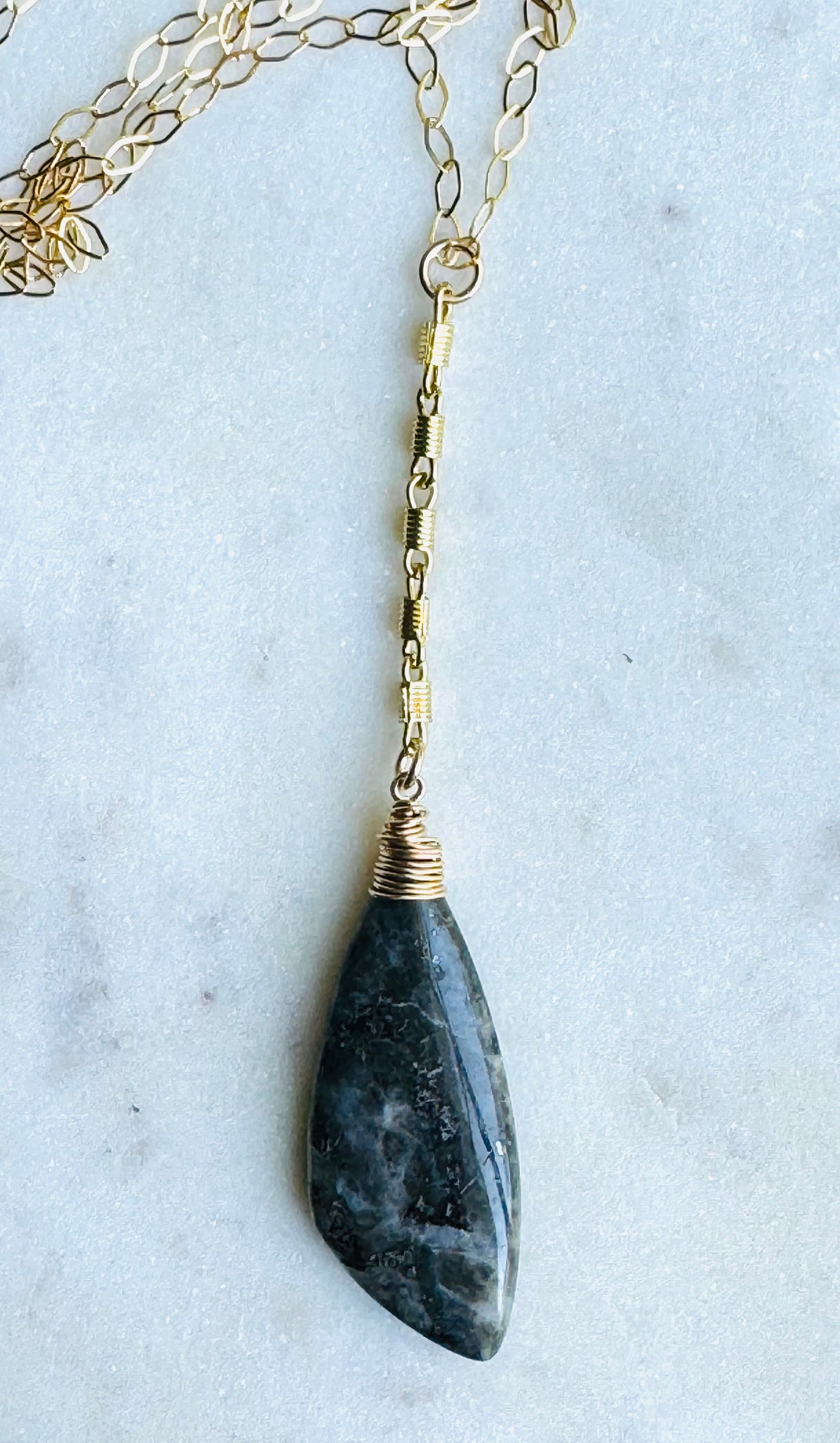 GF Long Black Labradorite Necklace