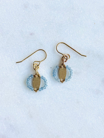 Tiny Side Stone Marquis Earrings