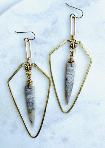 XL Kite & Stone Earrings