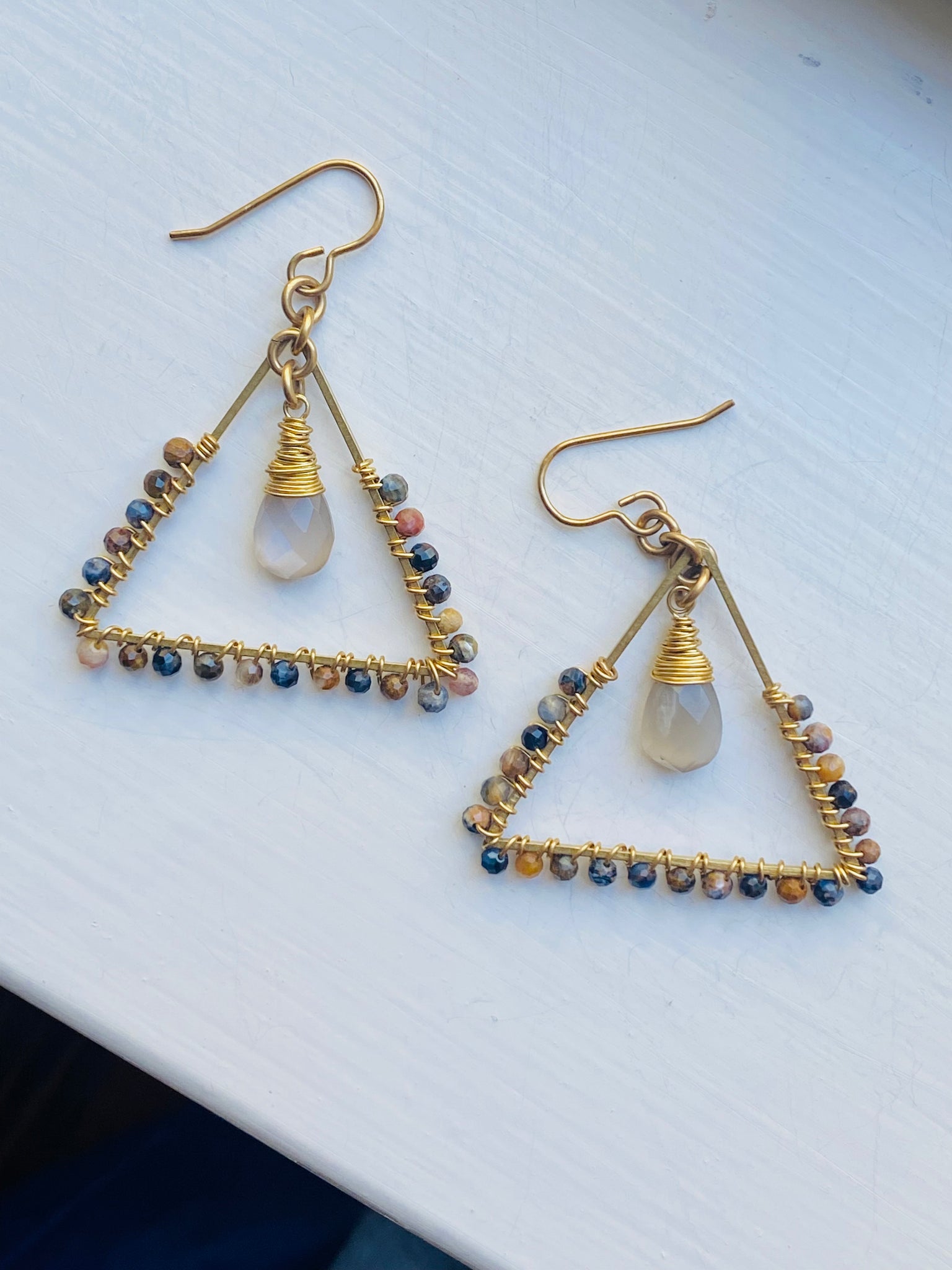 Half Wrapped Triangle Earrings