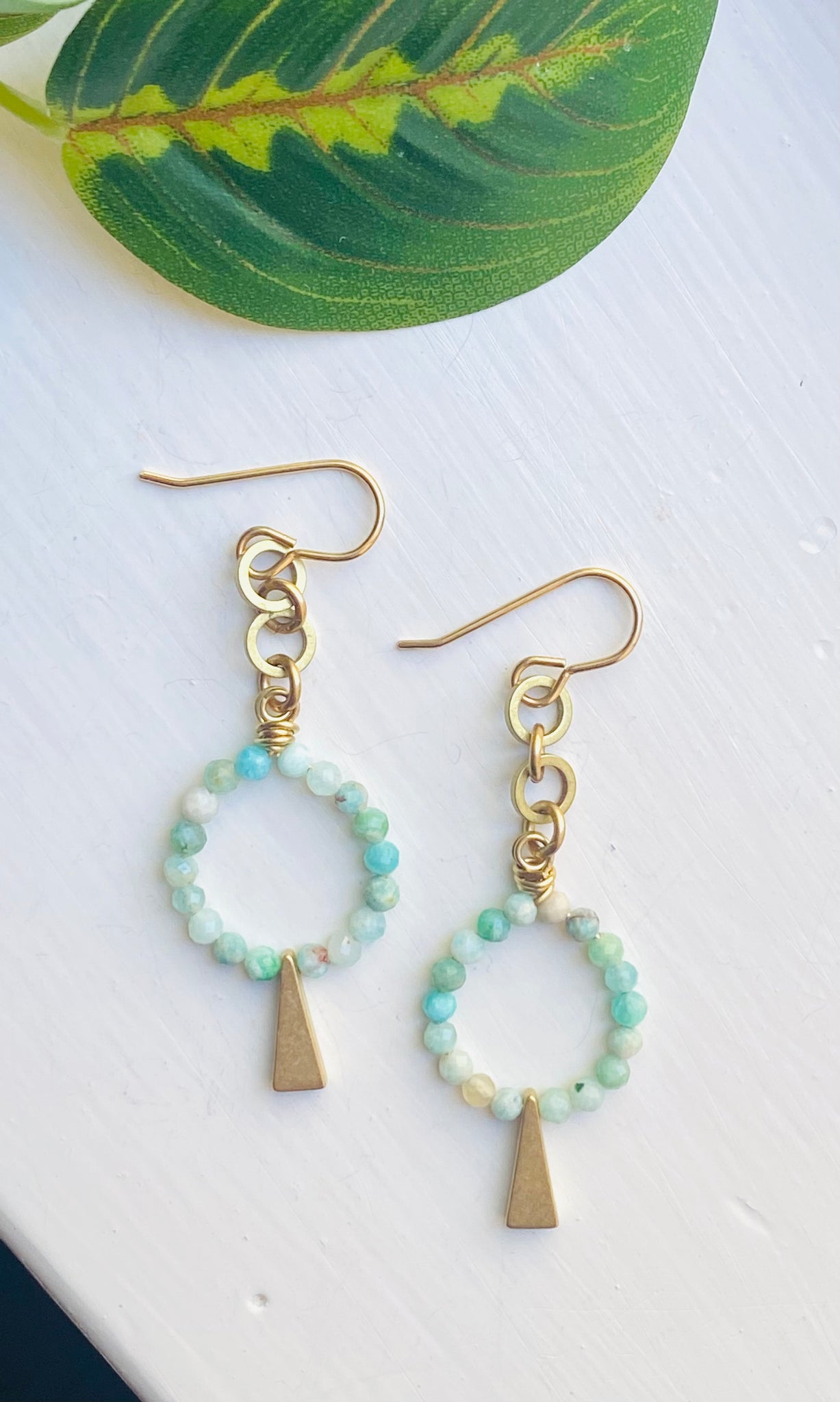 Russian Amazonite Stones Circle Earrings