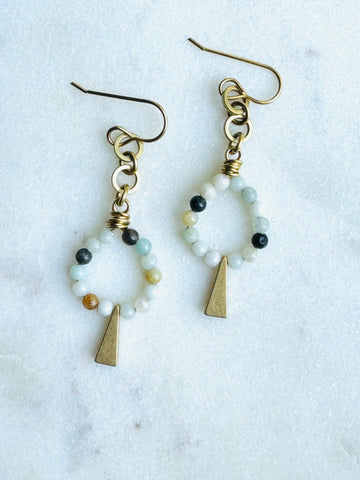 Amazonite Stone Circle Earrings