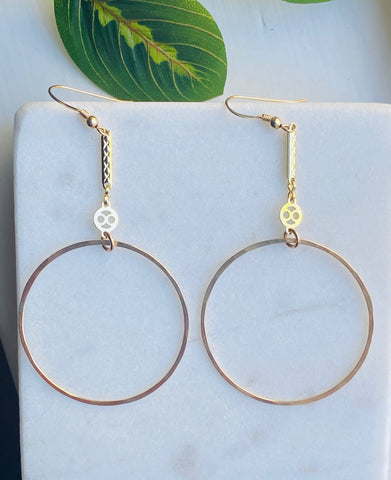Gold Filled Drop Hoop Earrings