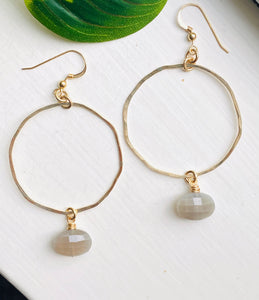 Gold Filled Hoop & Stone Earrings