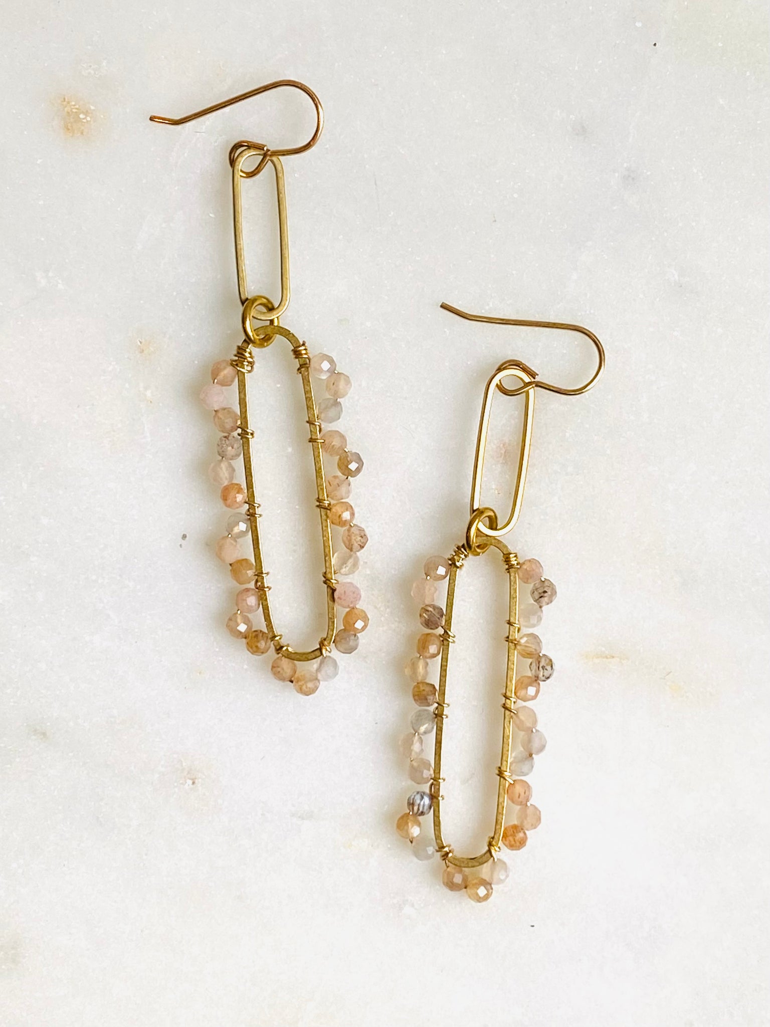 Paperclip & Wrapped Oval Earrings