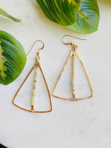 Gold Filled Amazonite Triangle Earrings