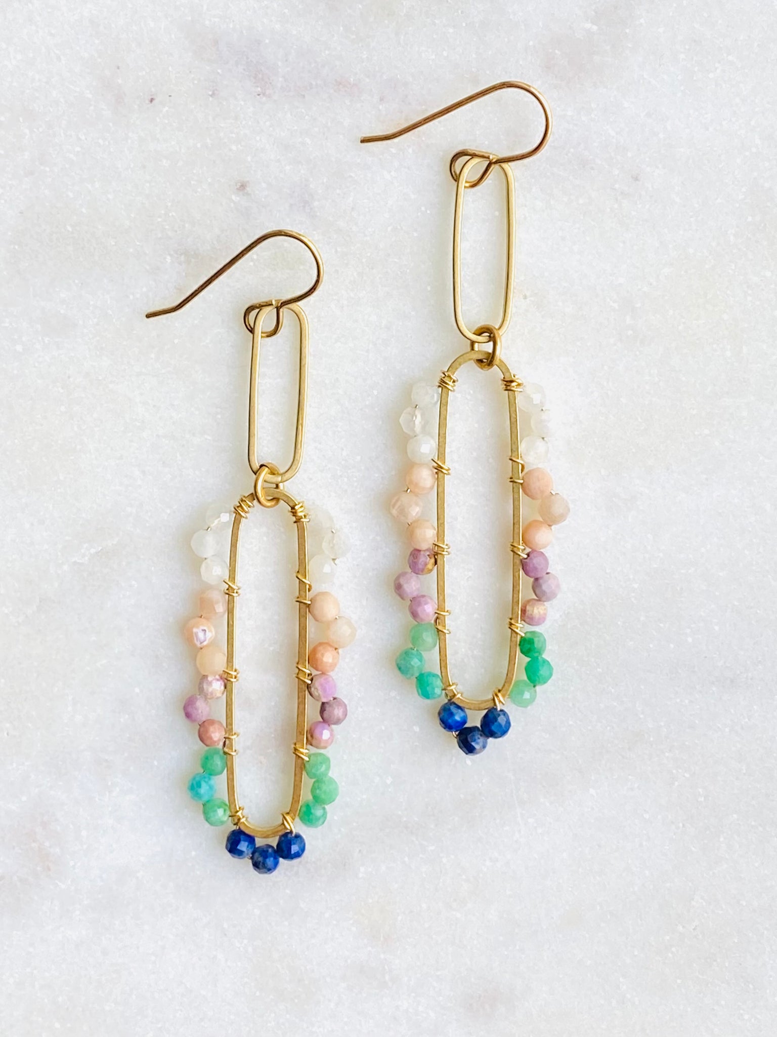 Paperclip & Wrapped Oval Earrings
