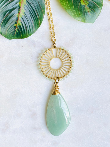 Wrapped Wheel & Slab Necklace