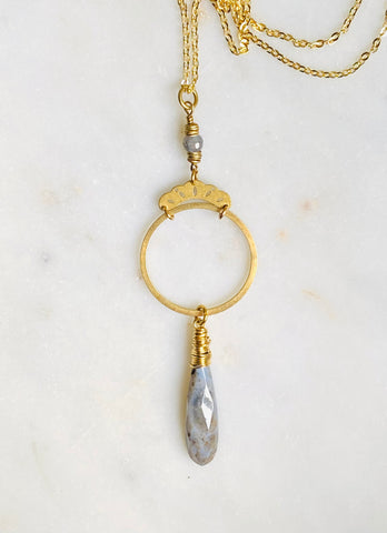 Doily Hoop & Teardrop Necklace