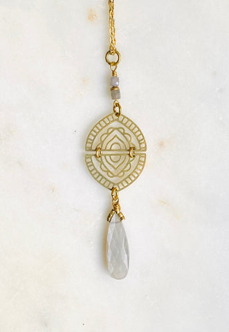 Double Filigree Dome & Teardrop Necklace