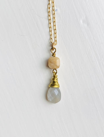 Short Cube & Teardrop Necklace
