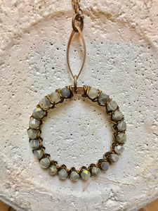 Open Marquis & Beaded Hoop Necklace
