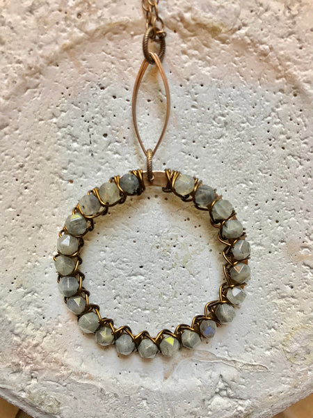 Open Marquis & Beaded Hoop Necklace