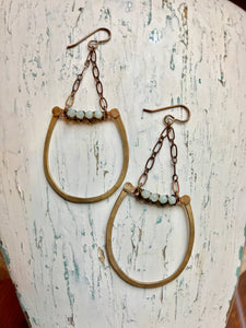 Chain, Wrapped Curved Bar & U Earrings