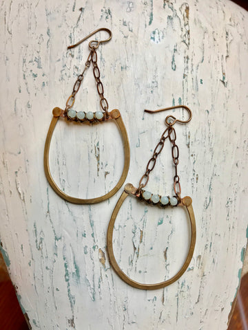 Chain, Wrapped Curved Bar & U Earrings