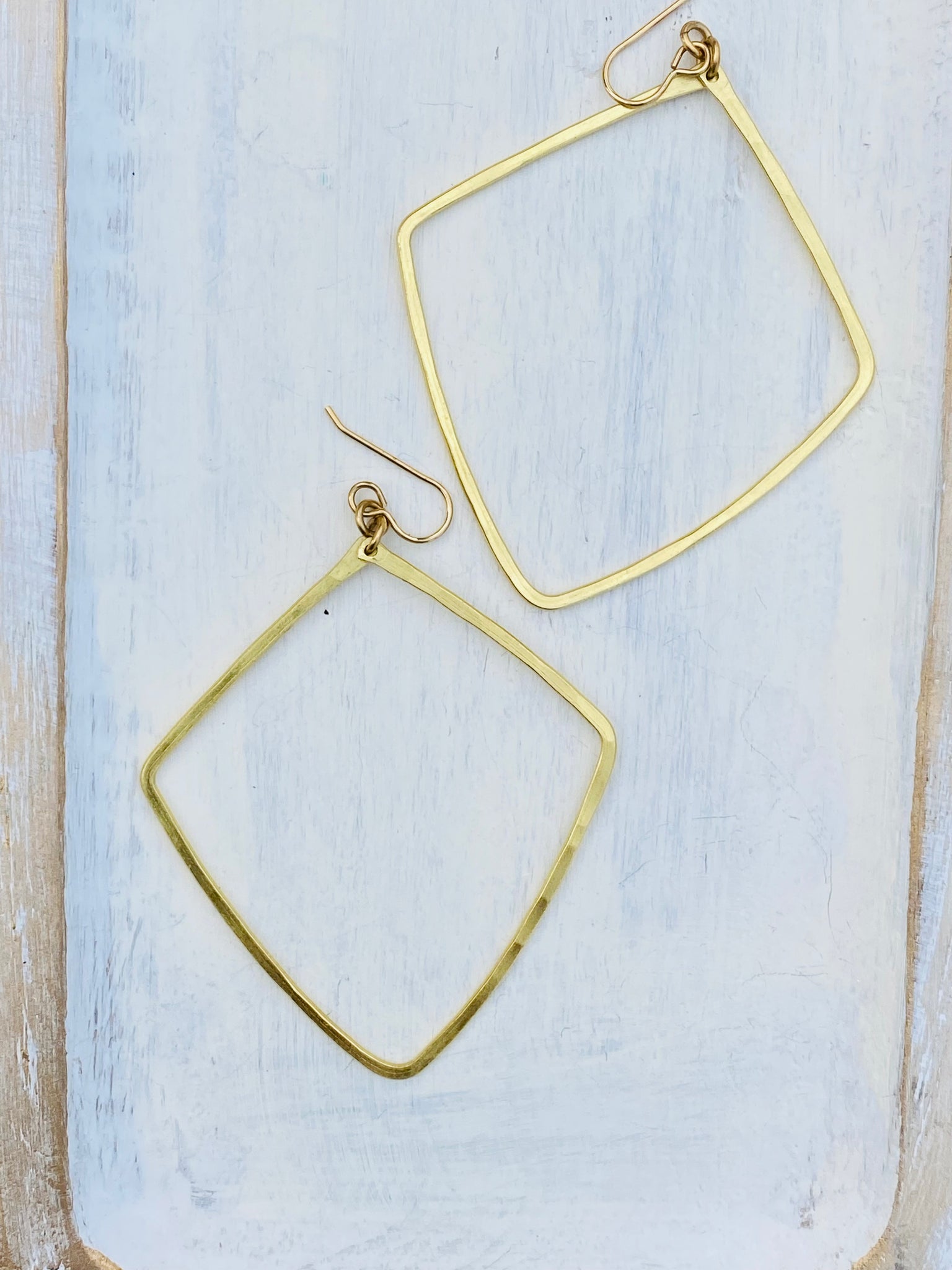 Raw Brass Short Kite Earrings