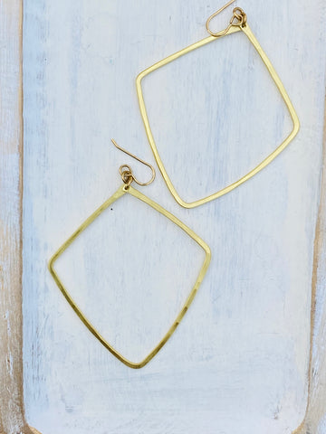 Raw Brass Short Kite Earrings