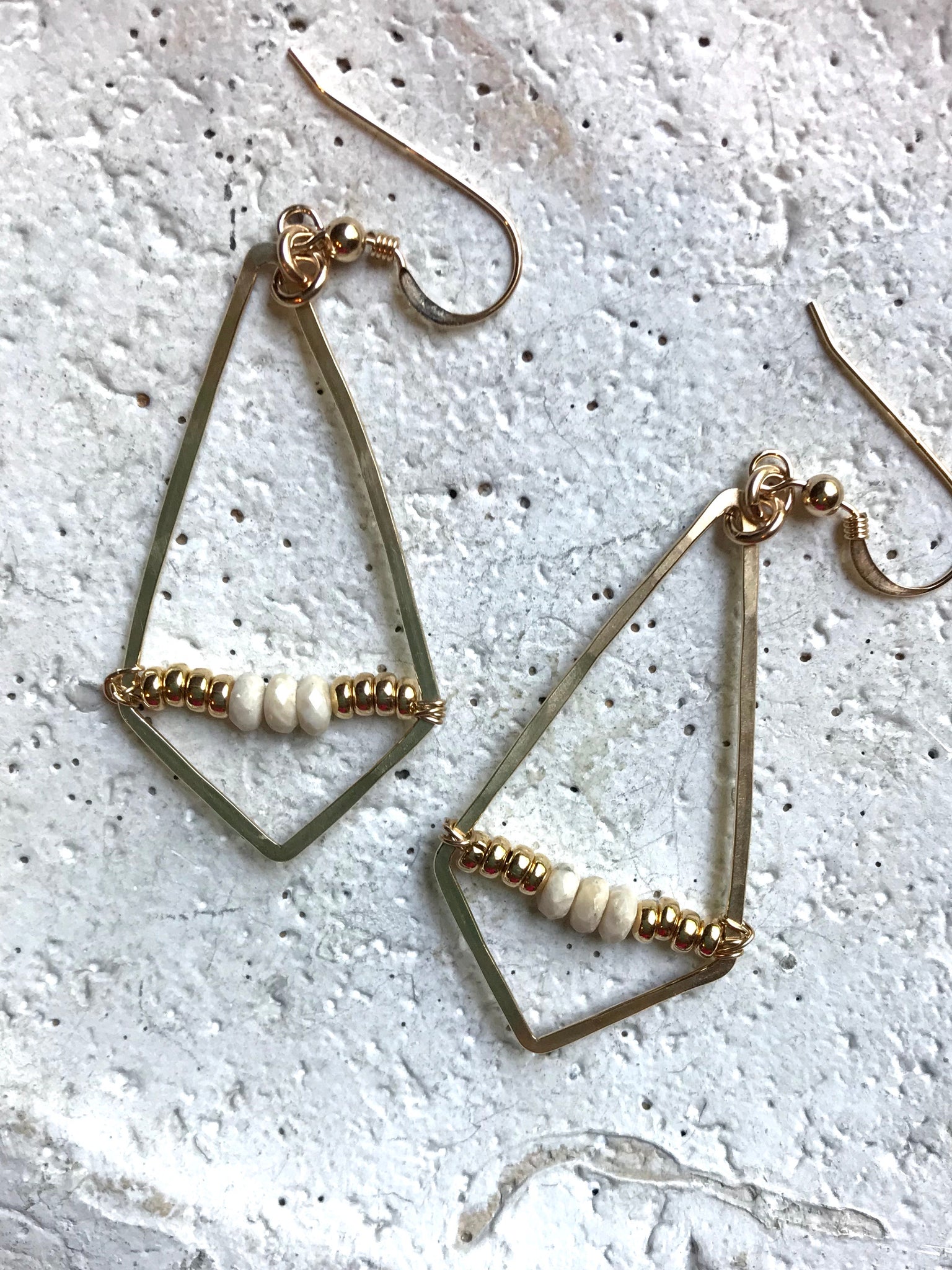 Gold Filled Kite & Stone Earrings