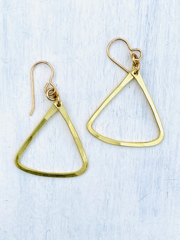 Small Raw Brass Fan Earrings