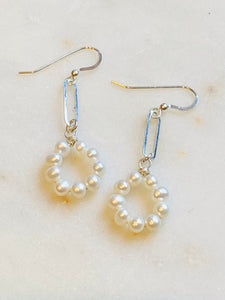 Sterling Pearl Circle Earrings