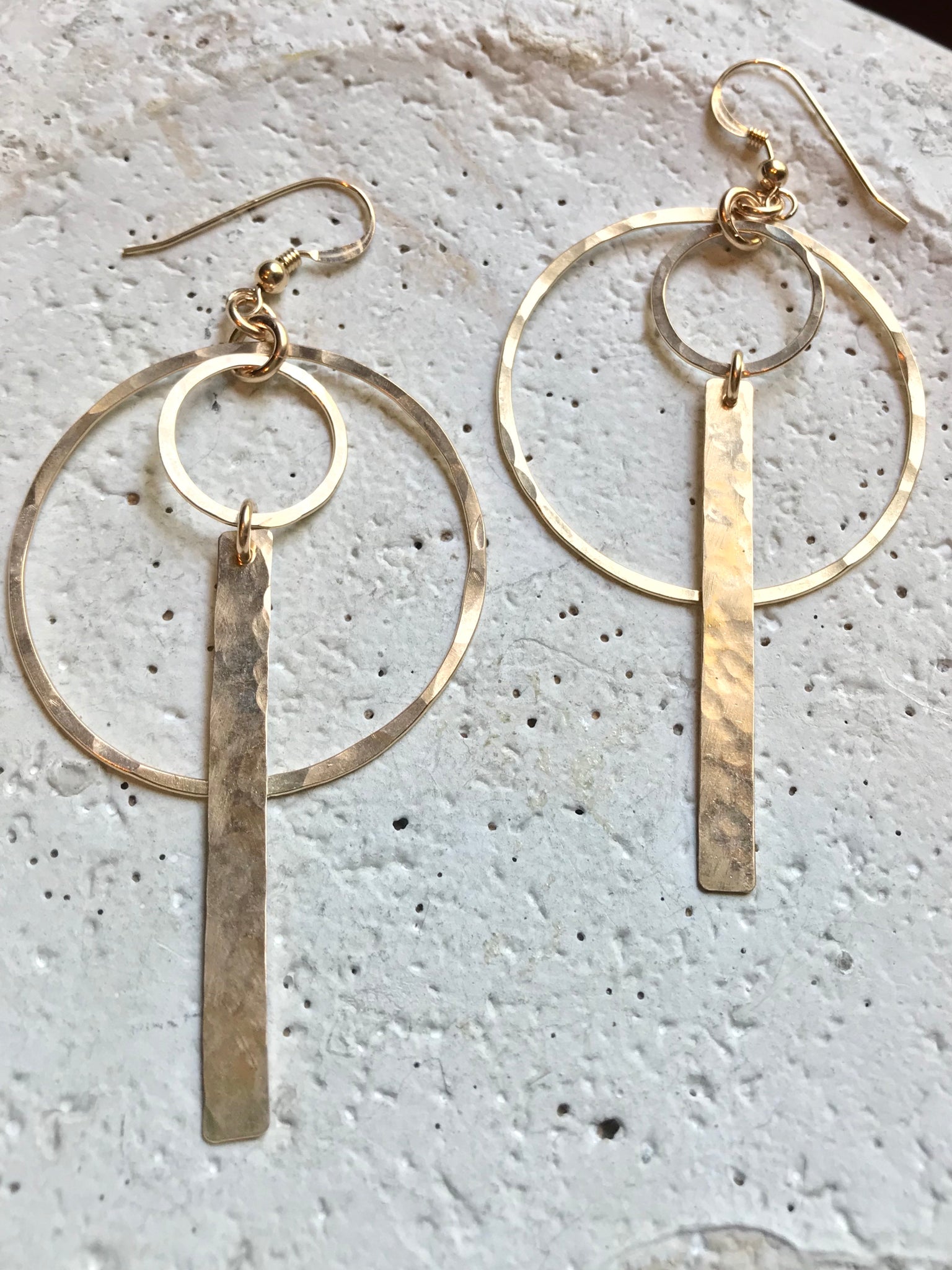 Gold Filled Double Hoop & Bar Earrings