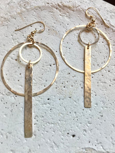 Gold Filled Double Hoop & Bar Earrings
