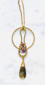 Hoop, Curved Oval & Stones Necklace