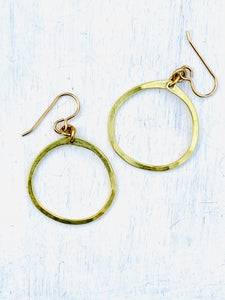 Small Raw Brass Hoop Earrings