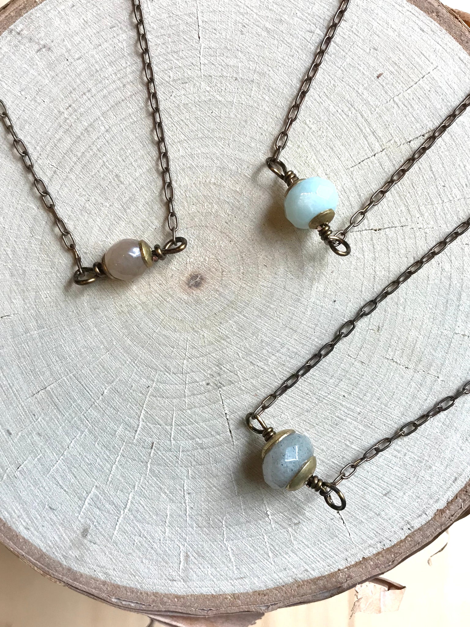 Dainty Stone & African Disk Necklace