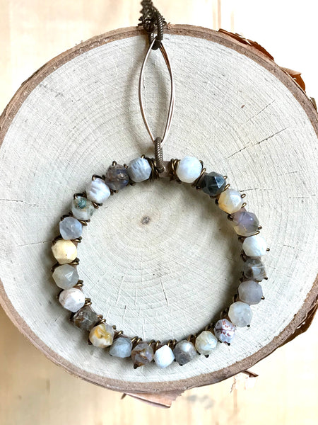 Open Marquis & Beaded Hoop Necklace