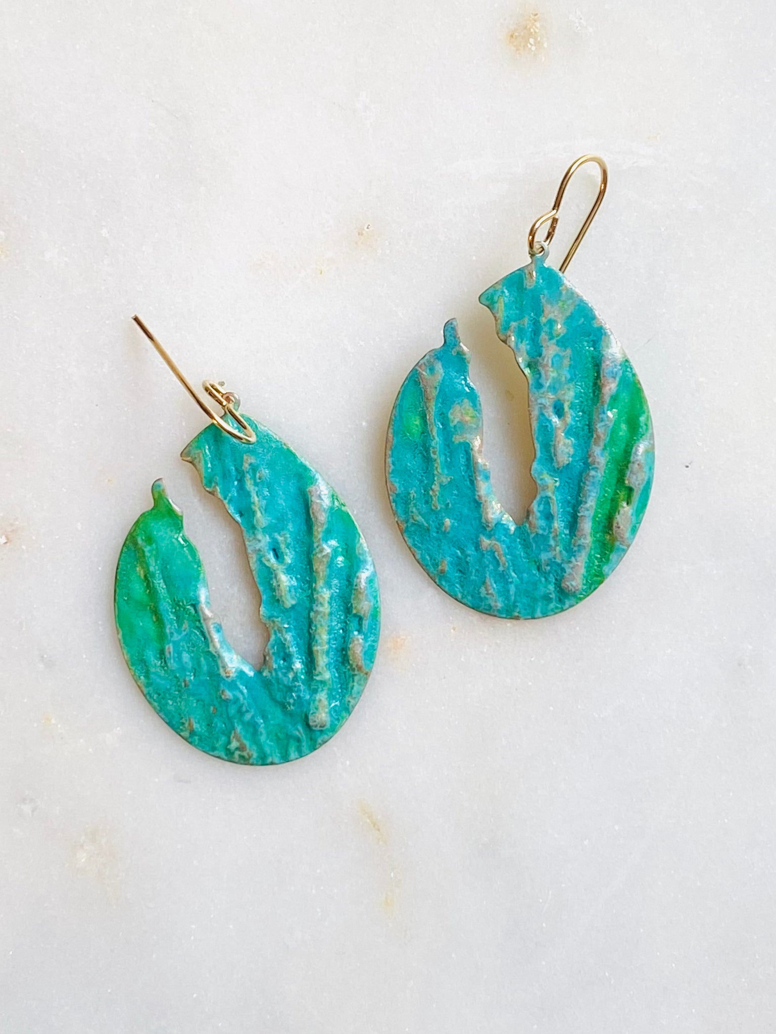 Patina Cutout Teardrop Earrings