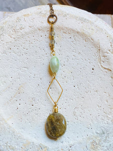 Diamond & Stones Drop Necklace—NETS104